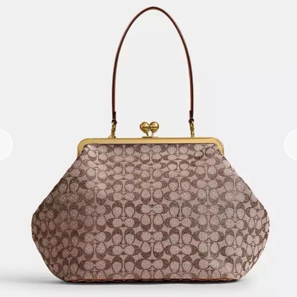 Coach Glitter Crystal Kisslock Signature Frame Large NWT